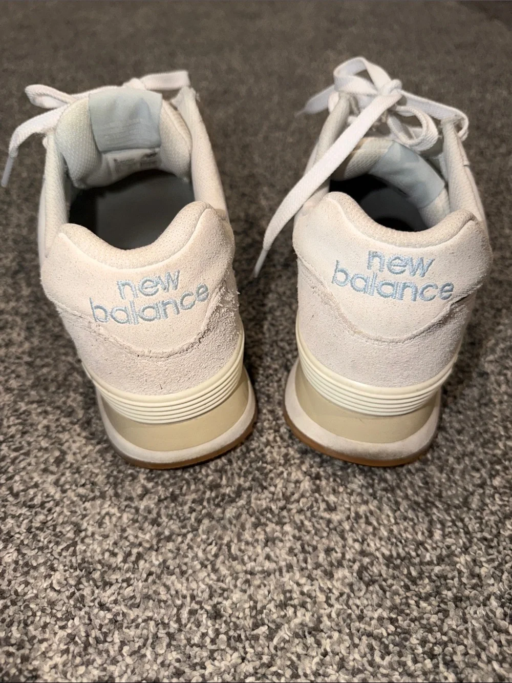 New Balance Women's White Sneakers with Light Blue Accents size 10